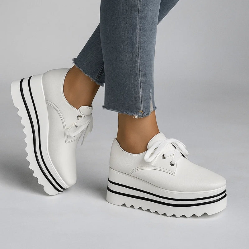 Petra | Women's Platform Oxford Shoes Lace Up Wedge Sneakers