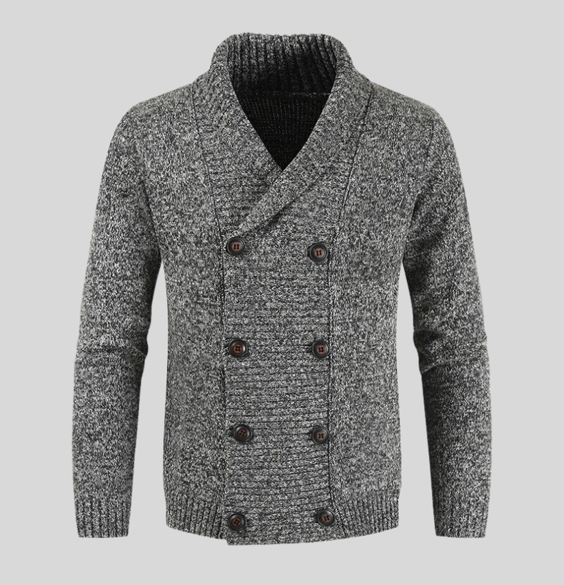 Men's wool double-breasted cardigan shawl collar regular fit hip-length classic winter layer