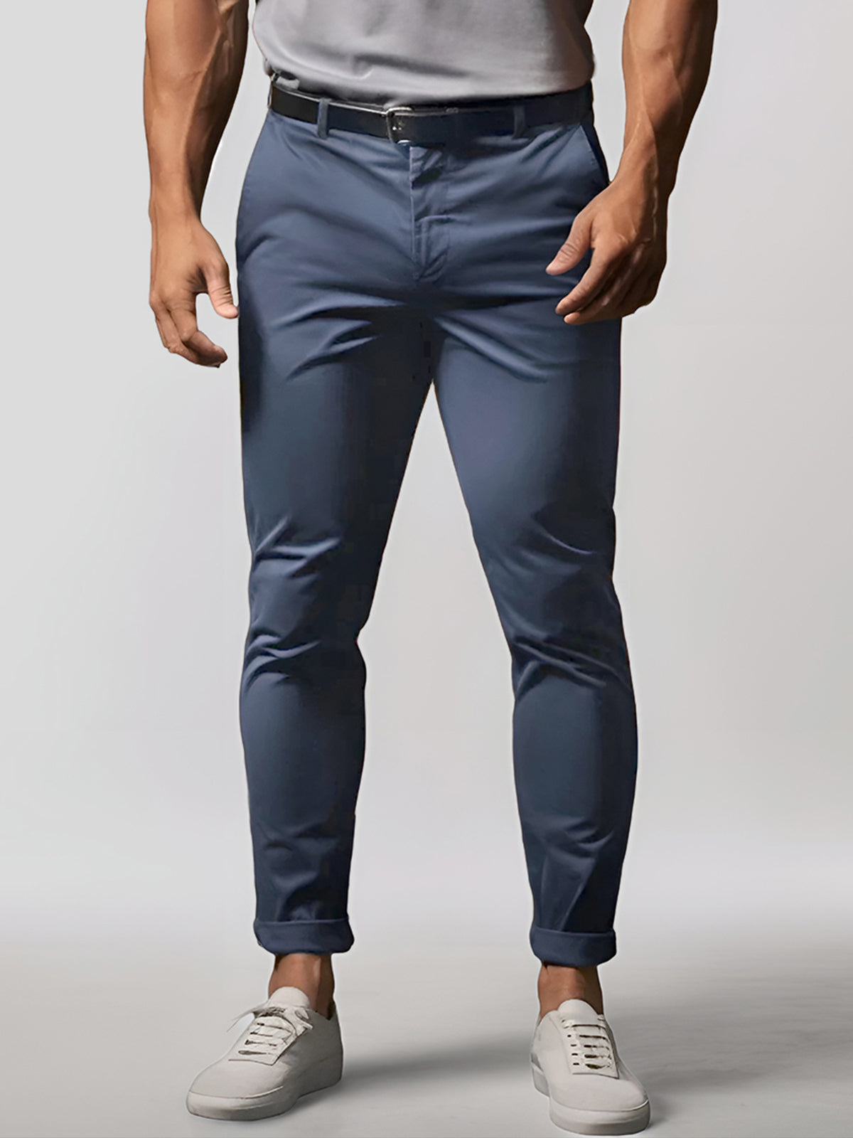 Martin stretch men's chinos beige slim-fit cotton blend with all-day flexible comfort waistband