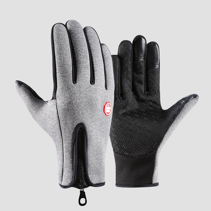 Black waterproof winter driving gloves windproof touchscreen-compatible full-dexterity outdoor cold weather