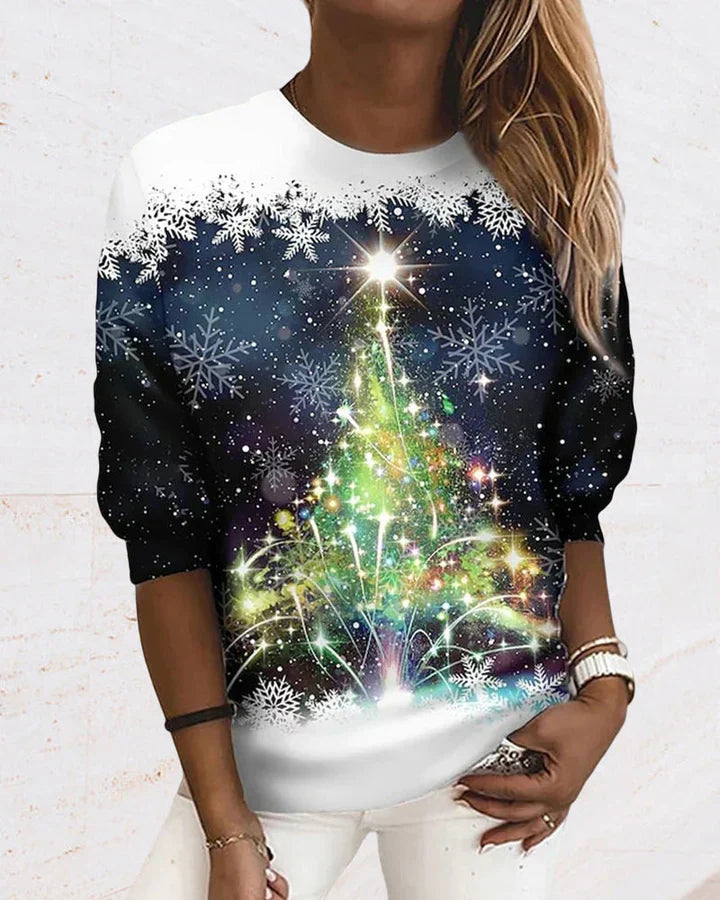 Women's cozy festive winter jumper soft knit contemporary fit sustainable everyday warmth