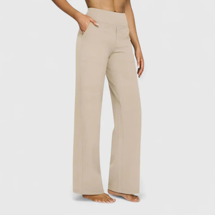 Women's high waist wide leg pants in classic cut with flowing silhouette for effortless chic style