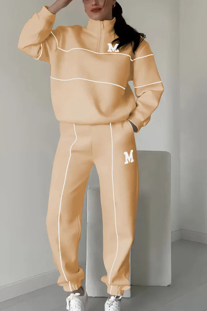Jovita women's sport-luxe two-piece set in neutral tones, sleek athletic cut with elegant finish