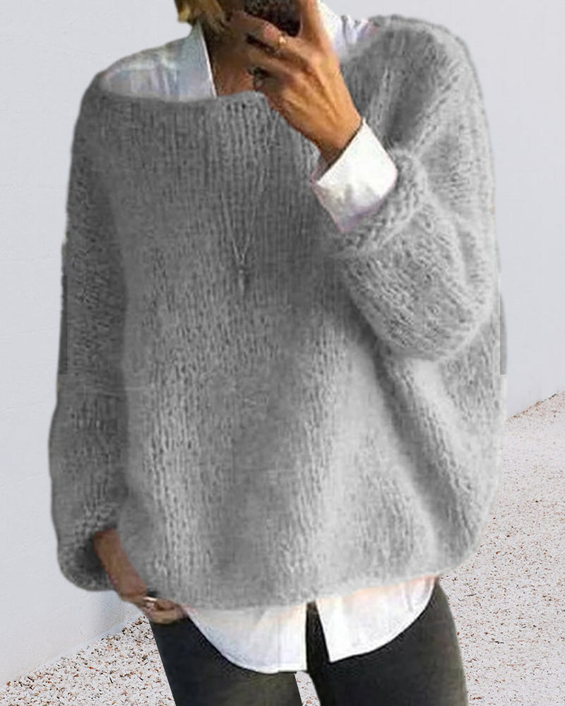 Women's off-shoulder knitted sweater acrylic blend warm elegant drape classic cozy style