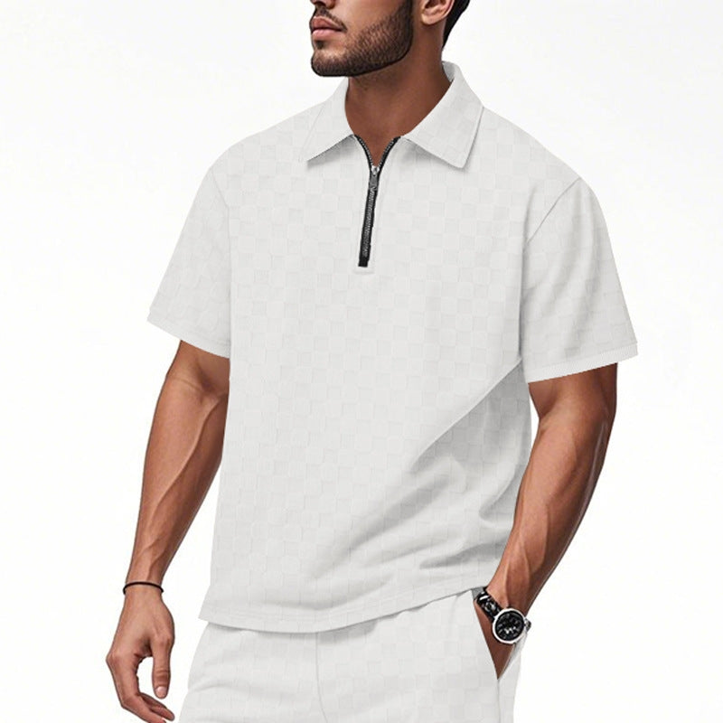 Brixton men's navy zip-collar polo and tailored shorts two-piece set with polished summer style