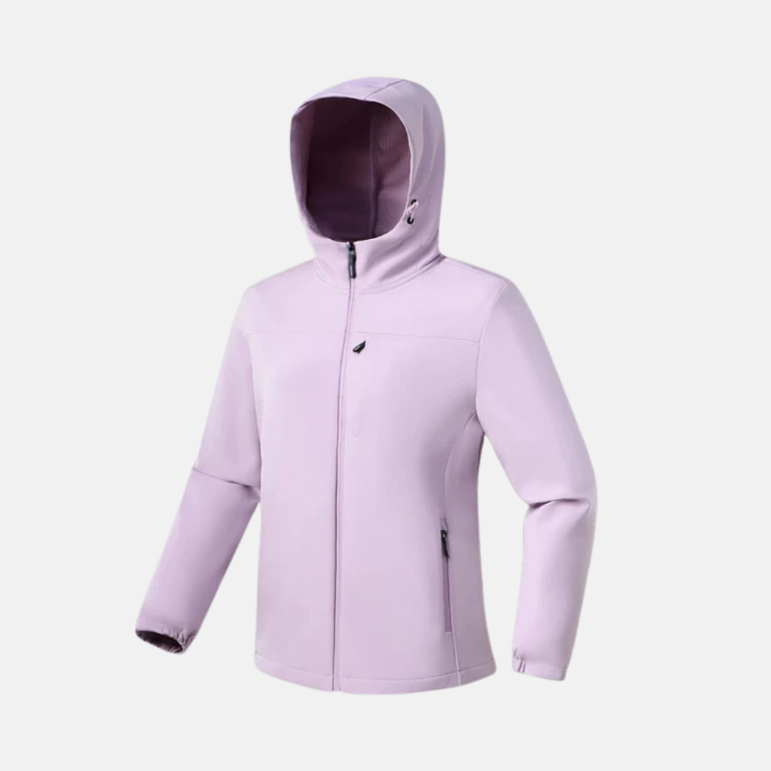 Women's stretch softshell hooded jacket regular fit with elastic cuffs, versatile active layer
