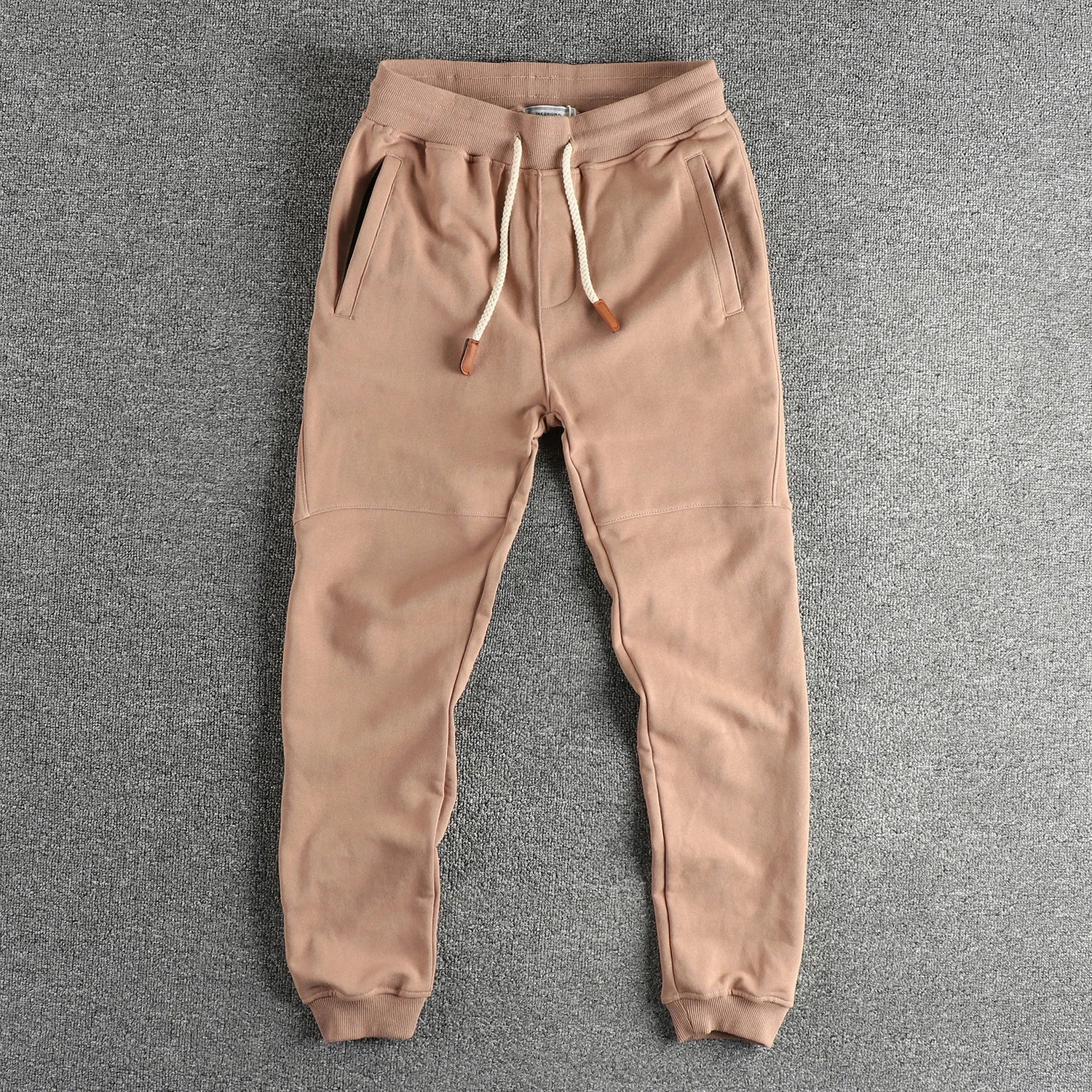 Men's tapered jogger pant heavyweight cotton fleece slim fit with zippered pockets