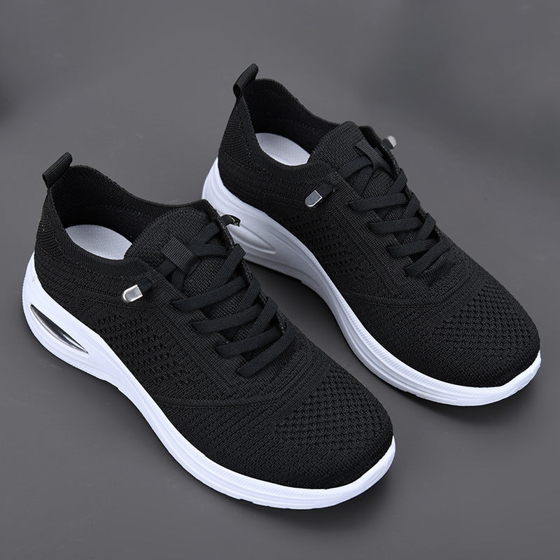 Gray mesh slip-on sneakers lightweight platform sole orthopedic support breathable sock-fit design
