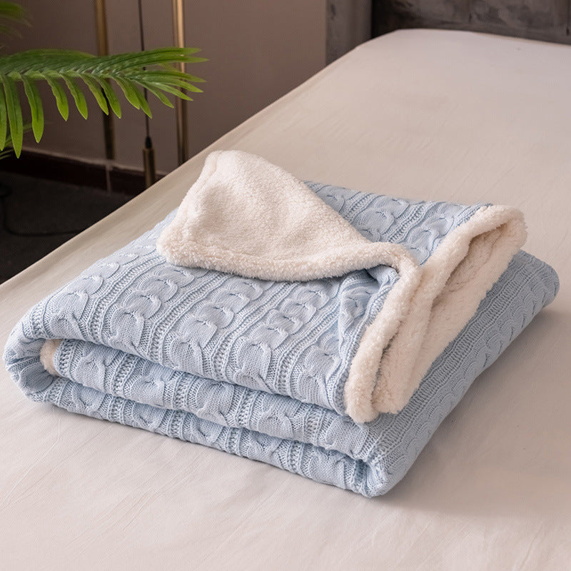 Cream cable knit sherpa throw blanket reversible dual-texture ultra-soft cozy wrap for cold nights
