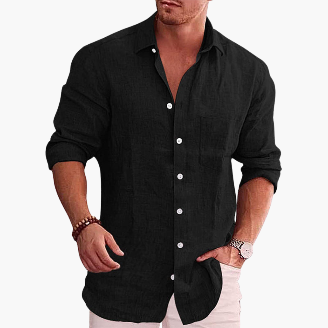 Men's lightweight breathable button-up shirt slim fit summer casual solid short sleeve office