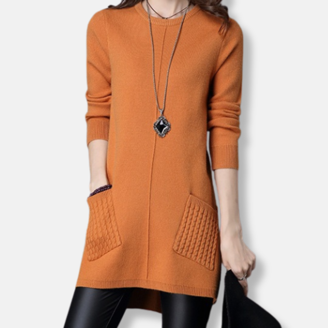 Women's relaxed fit crewneck sweater dress cozy winter knit long sleeves everyday style