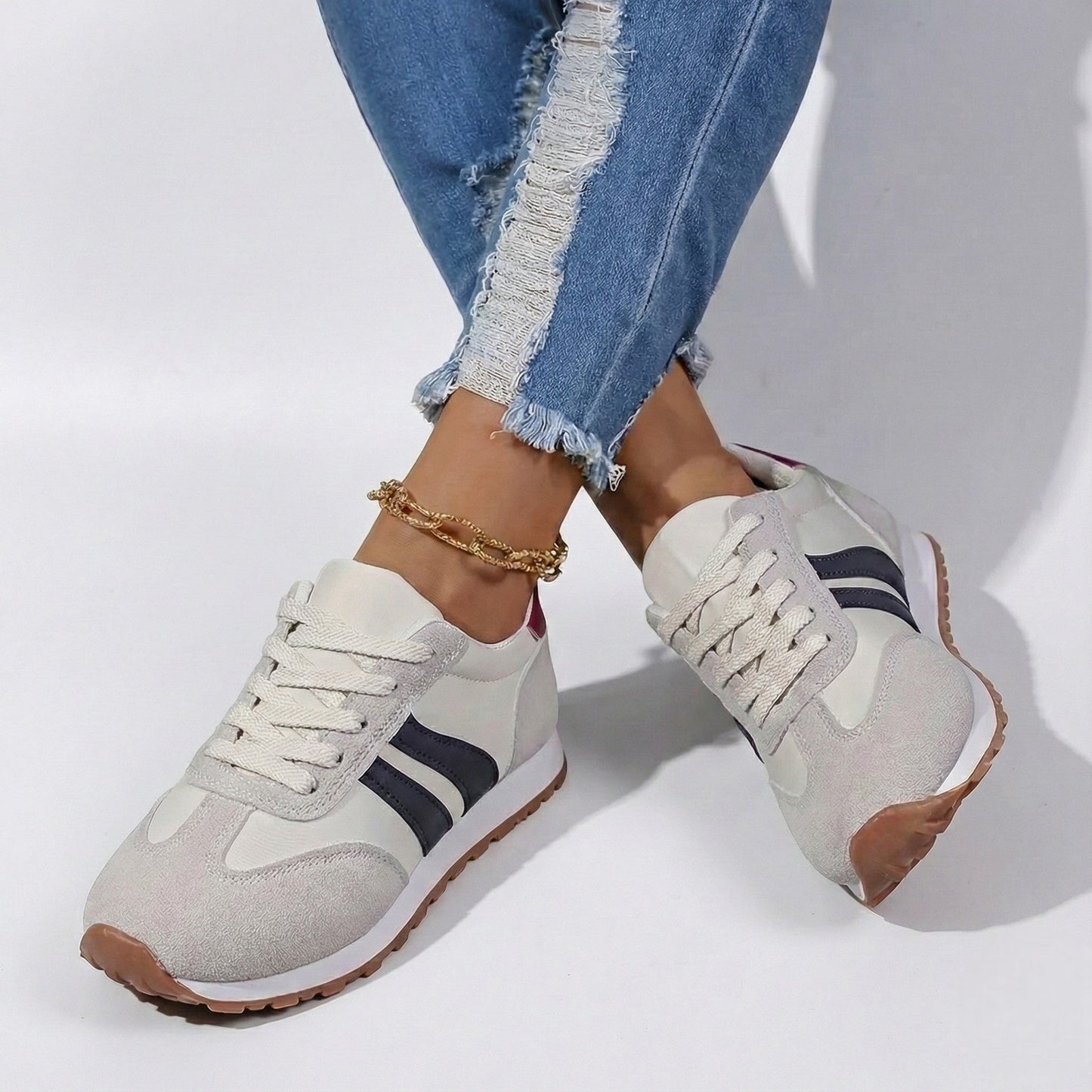 Women's white orthopaedic sneakers lightweight cushioned ergonomic arch support all-day comfort fit