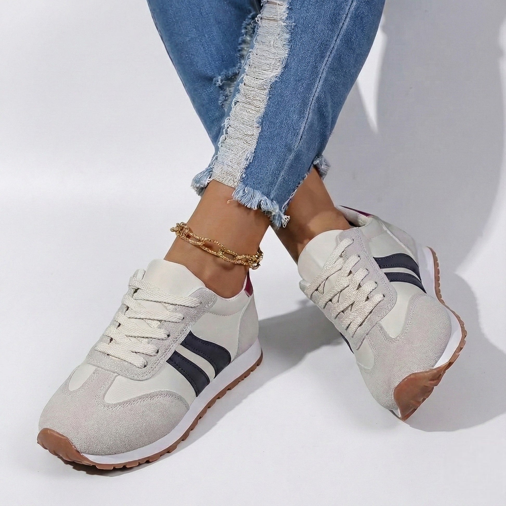 Women's white orthopaedic sneakers lightweight cushioned ergonomic arch support all-day comfort fit