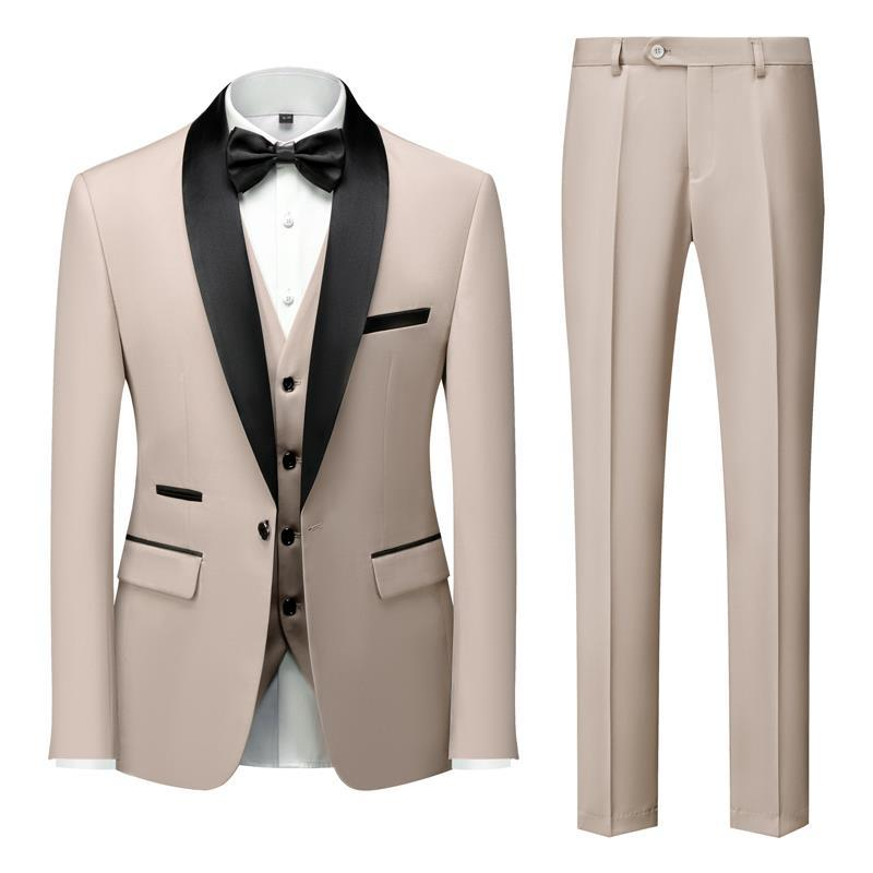 Classic men's costume navy blue slim-fit suit with tailored lapels for confident everyday style