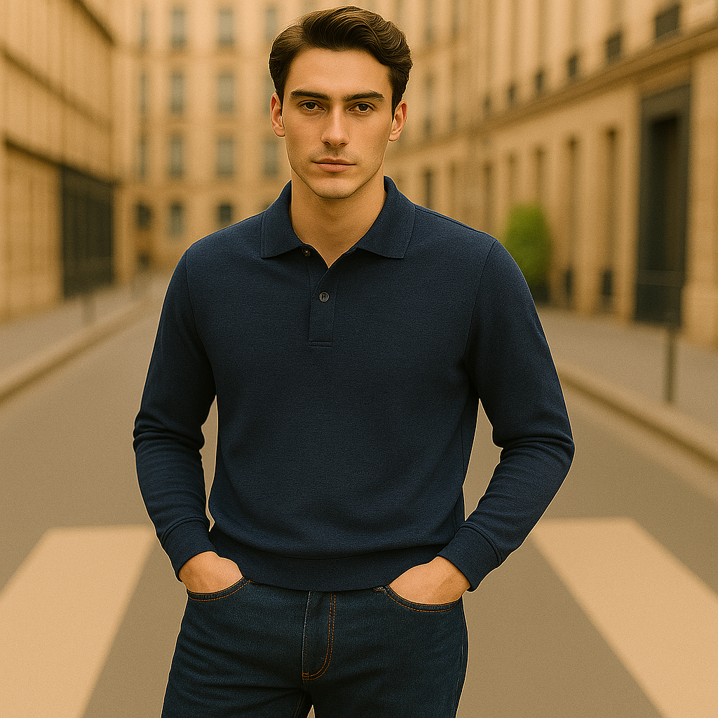 Men's tailored fit casual long sleeve shirt, polished clean-line design for work and weekend