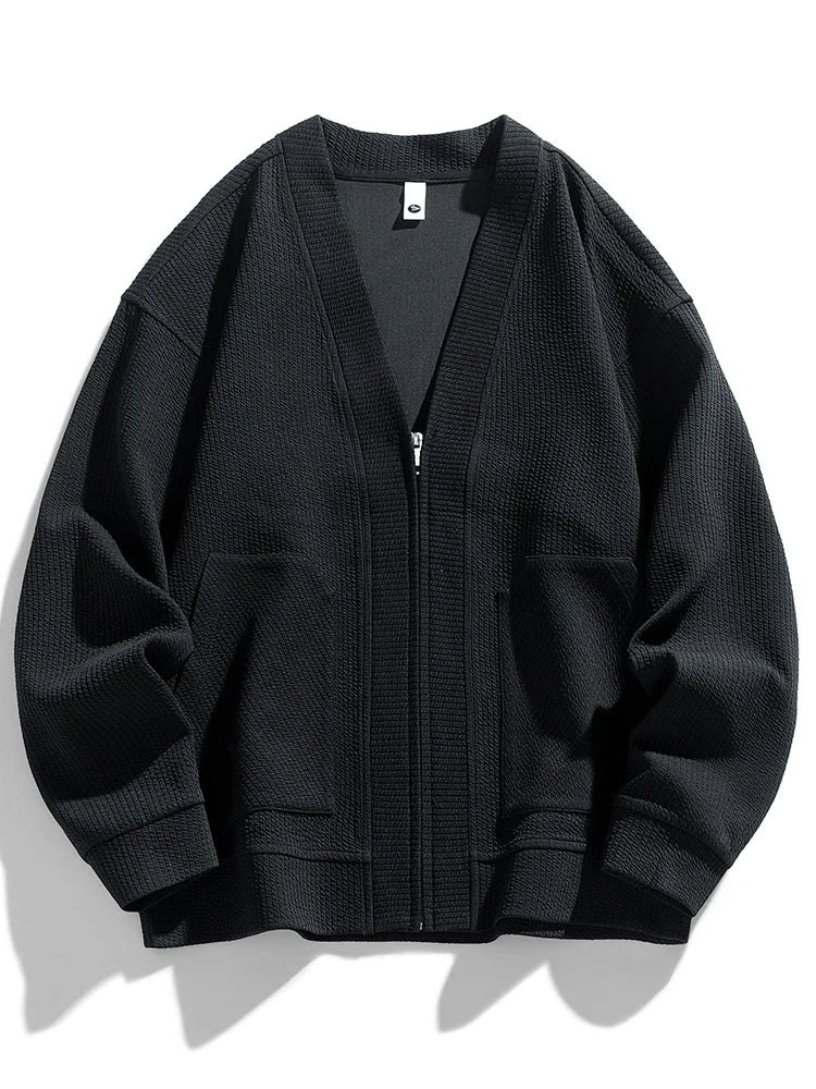 Orion unisex zip cardigan textured midweight knit relaxed fit cozy layering piece for everyday wear