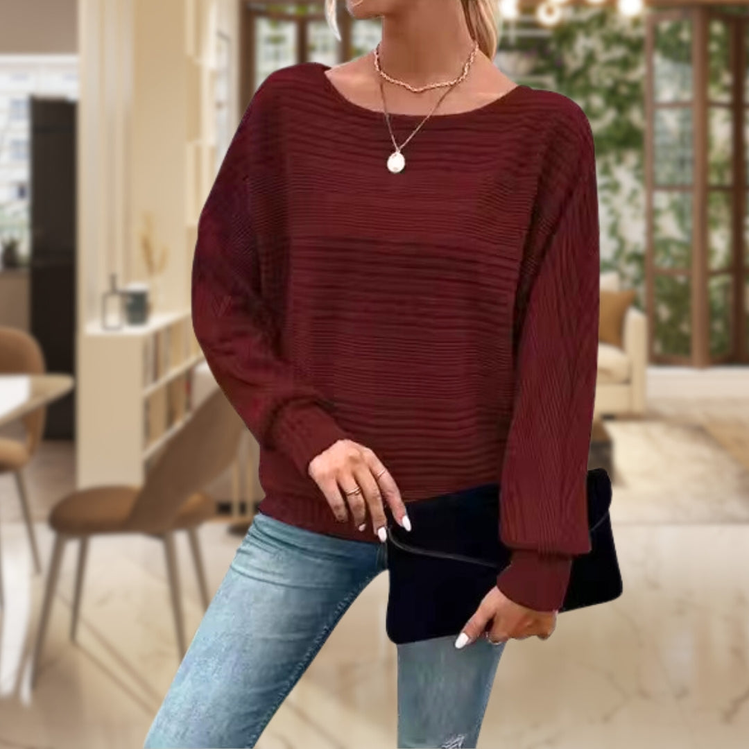 Women's cozy knit pullover sweater warm wool blend modern relaxed fit everyday elegance