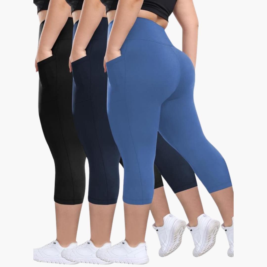 Women's capri leggings set high waist stretchy breathable fabric sleek silhouette all-day comfort