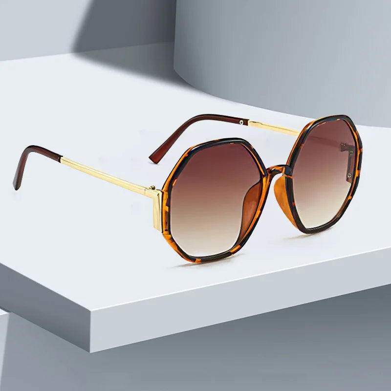 Oversized octagon gradient sunglasses UV400 lenses bold prisma statement frame for style seekers