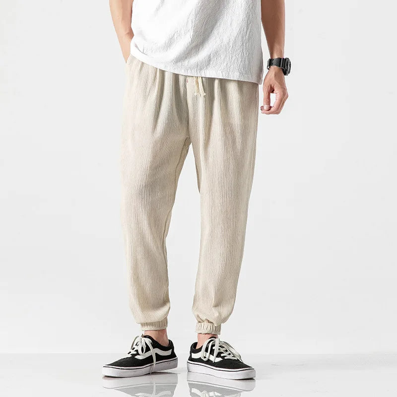 Men's relaxed fit tapered joggers lightweight breathable fabric elastic drawstring waist casual comfort