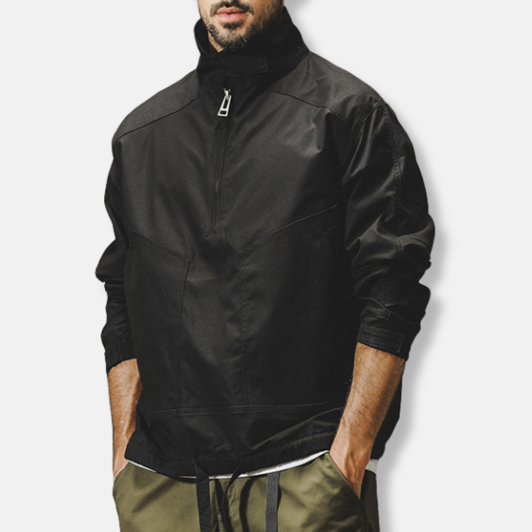 Men's relaxed-fit outdoor jacket wind-resistant water-repellent cotton with adjustable cuffs