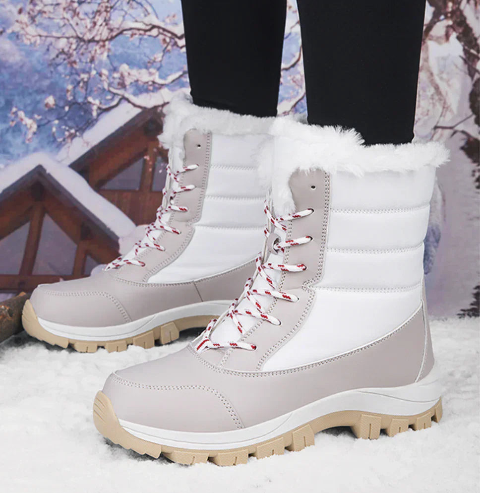 Women's winter ankle boots lace-up high cut non-slip sole heat retention padding cold weather