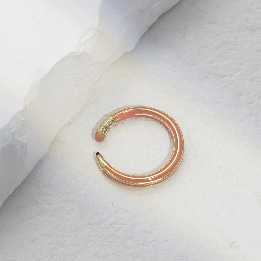 Rose gold adjustable copper pencil-shaped statement ring with pencil-inspired silhouette for artists