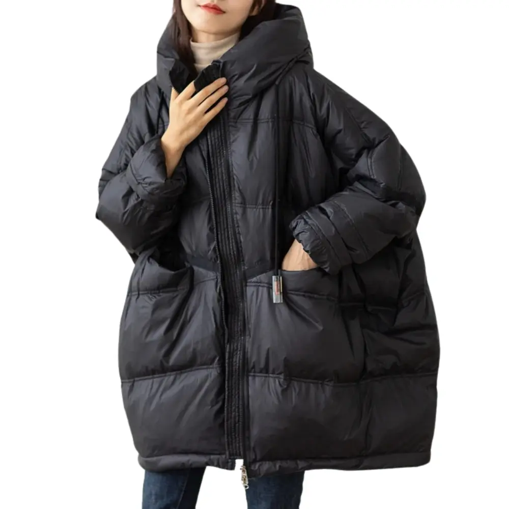 Harper women oversized padded jacket with adjustable hood, spacious pockets, relaxed winter silhouette