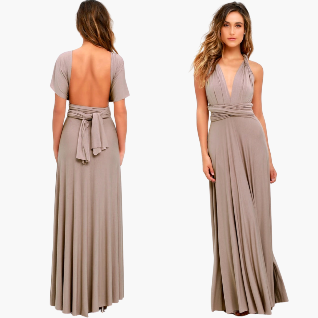 Women's black V-neck figure-hugging evening gown with plunging neckline in luxurious fabric