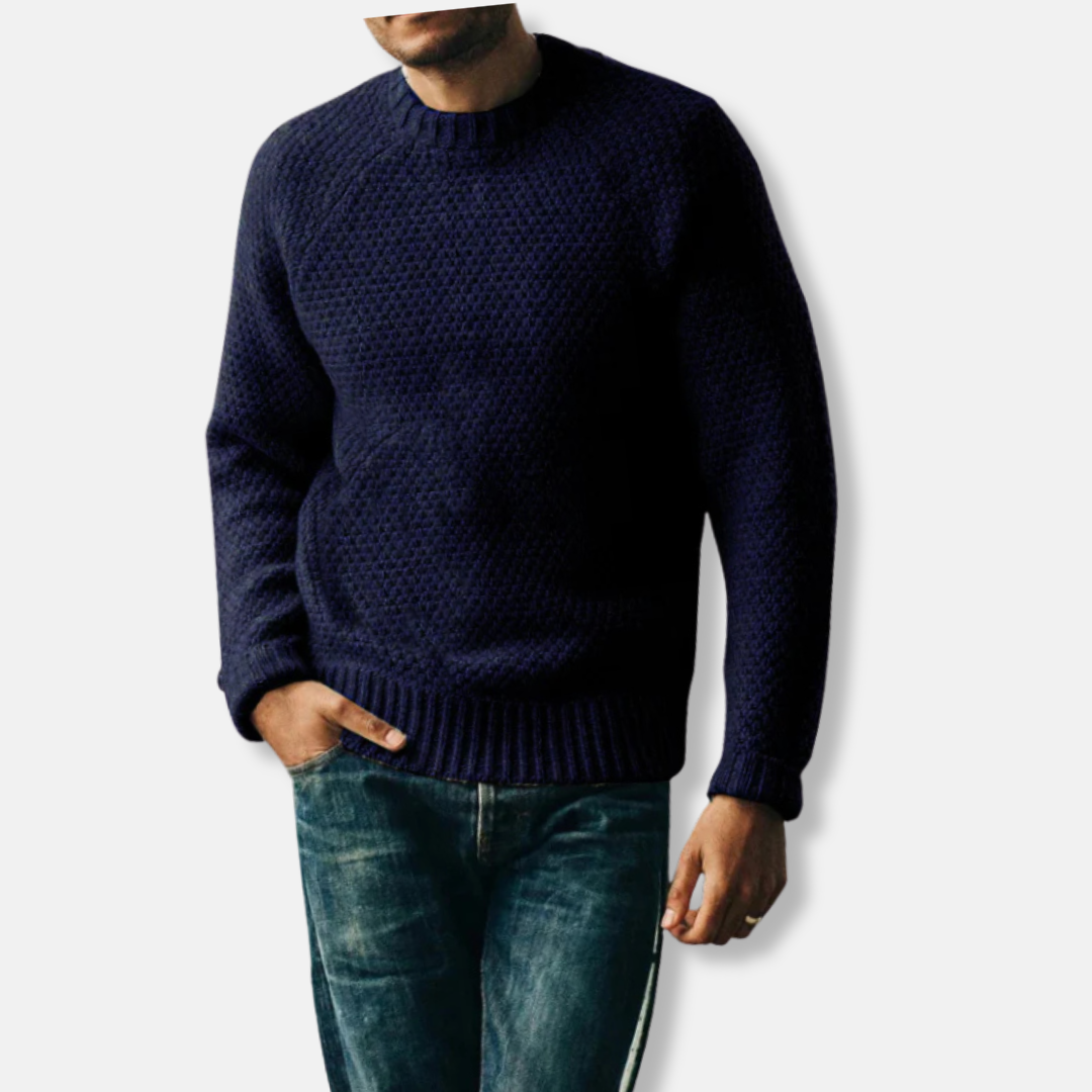 Men's wool blend crew neck raglan sleeve sweater relaxed fit casual everyday knit pullover