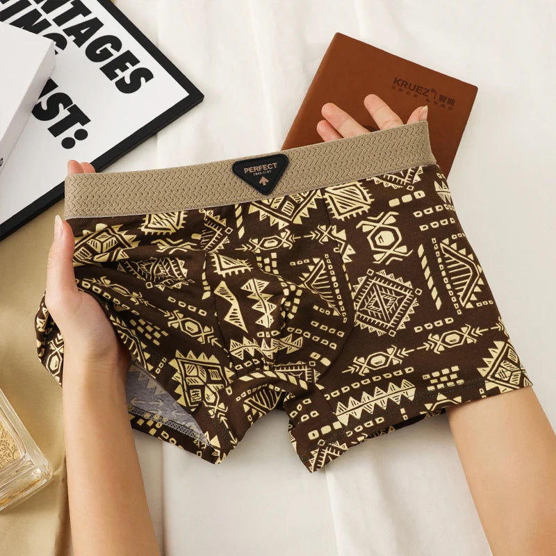 Men's Aztec graphic boxer brief 3-pack modal-spandex sculpted pouch flatlock seams bold print