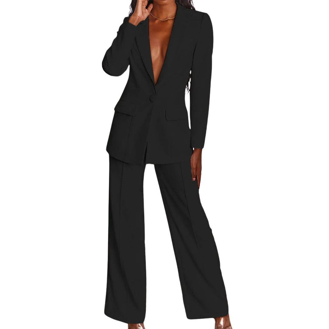 Women's elegant office suit set modern tailored cut polyester-spandex stretch all-day comfort workwear