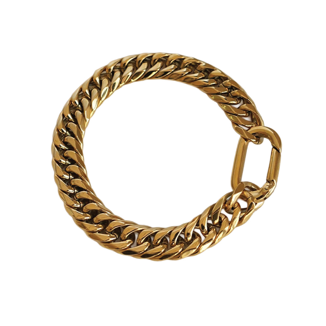 Capri Lock Bracelet 18K gold plated stainless steel 9mm wide waterproof tarnish resistant women