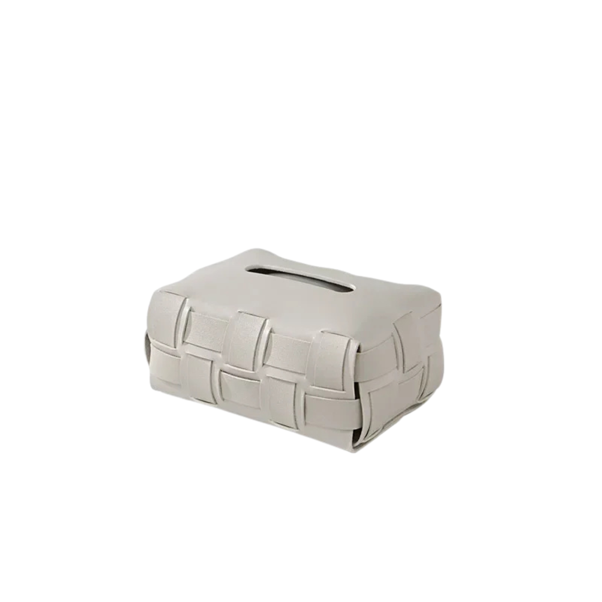 Nest woven faux leather tissue holder minimalist design snap closure subtle texture vanity desk organizer
