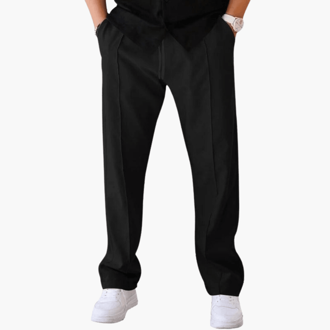 Men's tailored casual pants slim fit versatile navy dress trousers for office and evening wear