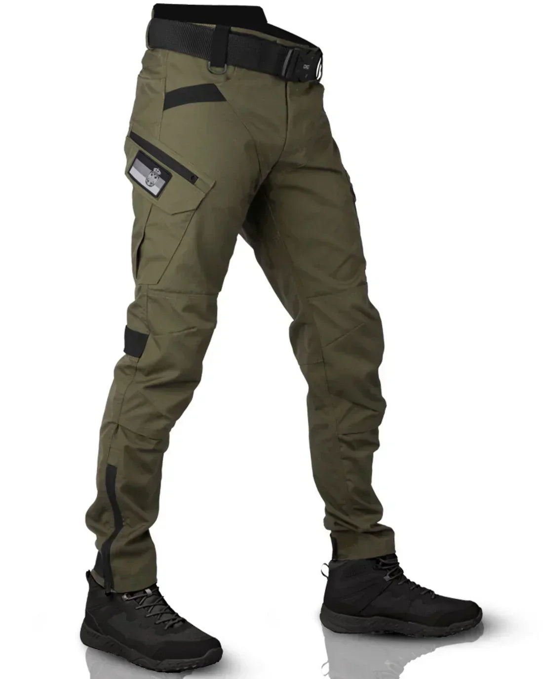 Men's tactical cargo pants in neutral tones, straight-cut with multi-pocket design for rugged everyday use