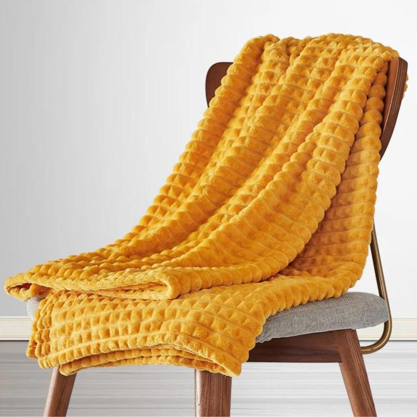 Textured fleece throw blanket bubble design ultra-soft plush modern home decor cozy living room comfort