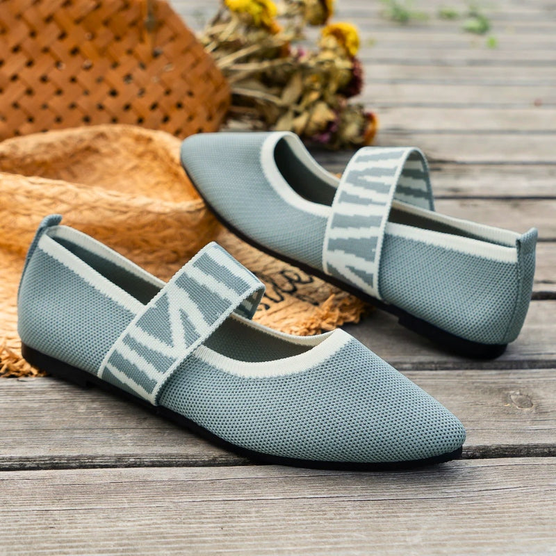 Women's canvas ballet flats with orthopedic footbed, elastic secure fit, all-day comfort everyday style