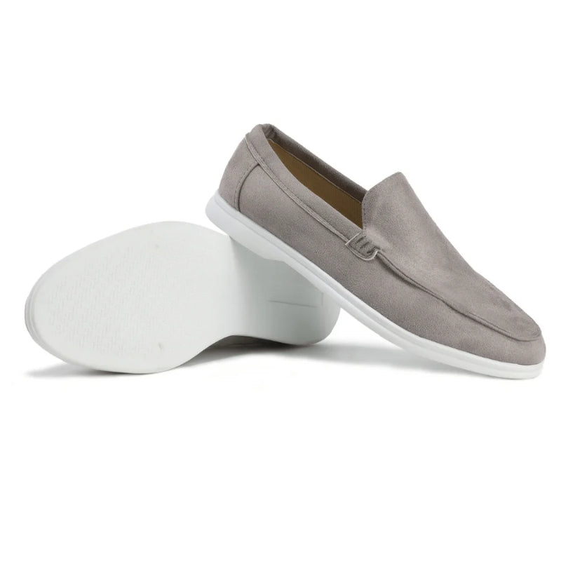 Men's old money suede loafers lightweight brushed finish flexible white sole everyday comfort