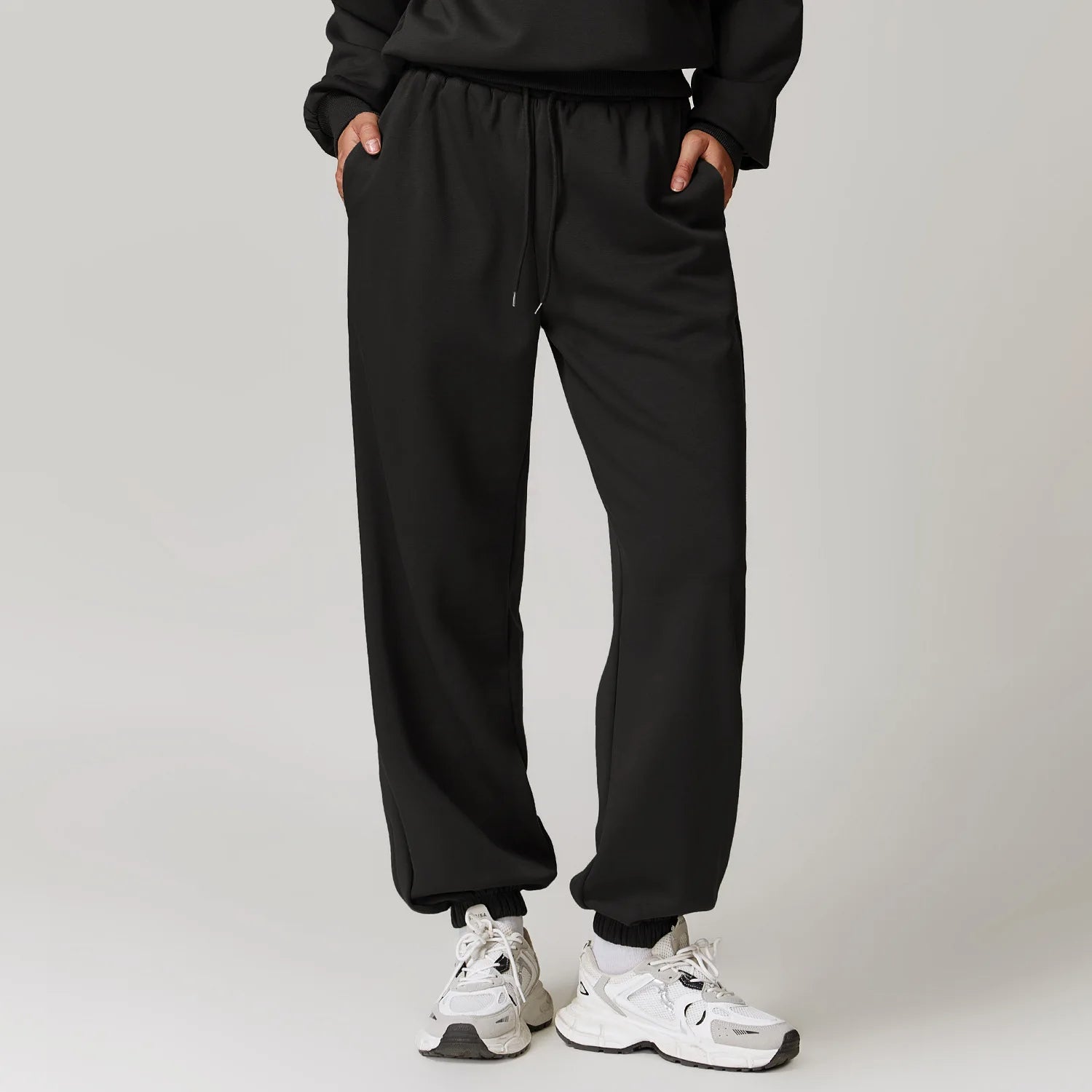 Gray premium cotton blend jogger pants with adaptive cut and flexible elastic waistband for active wear