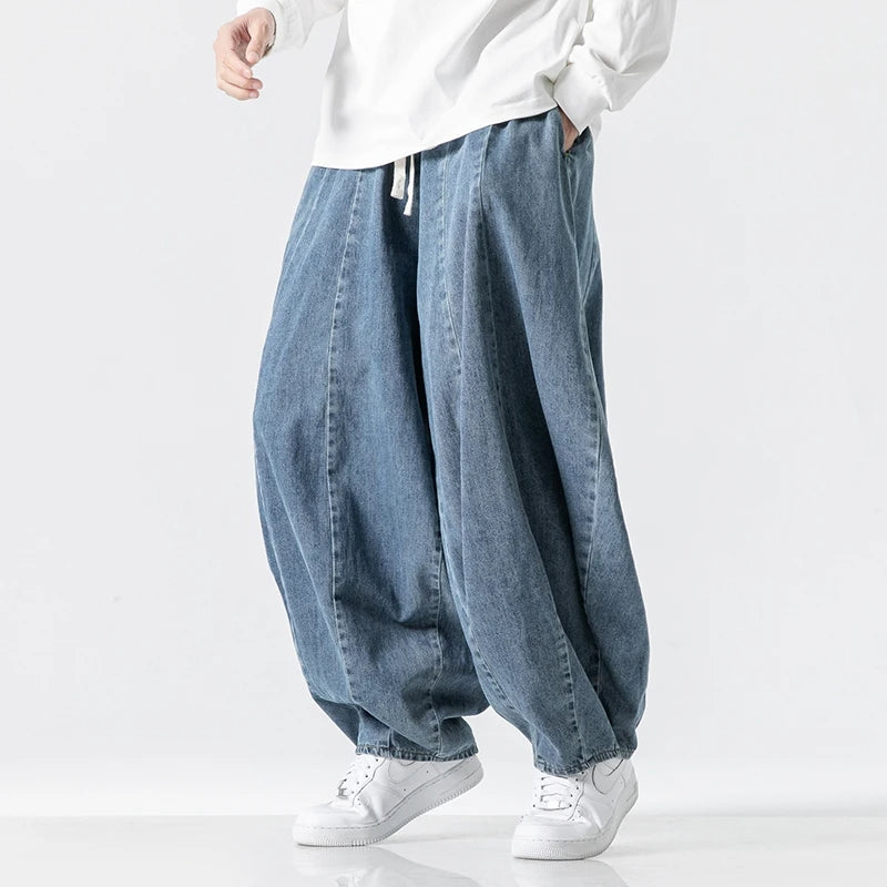 Frontier unisex relaxed denim jogger in classic blue with oversized fit and breathable comfort