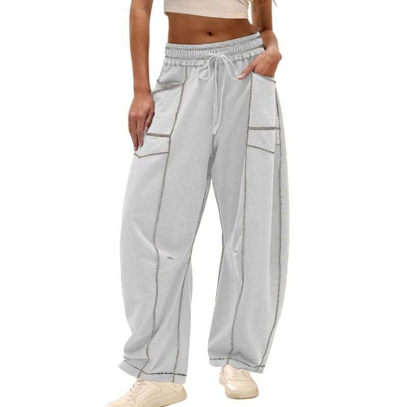 Women's barrel sweatpants high rise relaxed fit breathable soft fabric for lounge and travel
