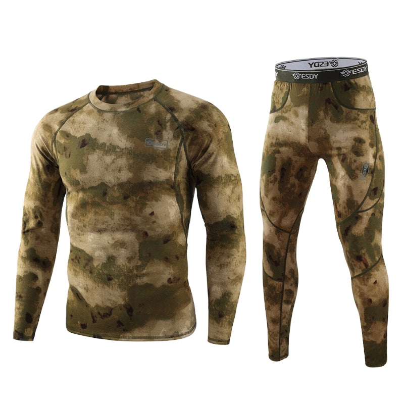 Men's gray thermal base layer set with dense fur lining, slim fit, and Heat Lock Technology for winter