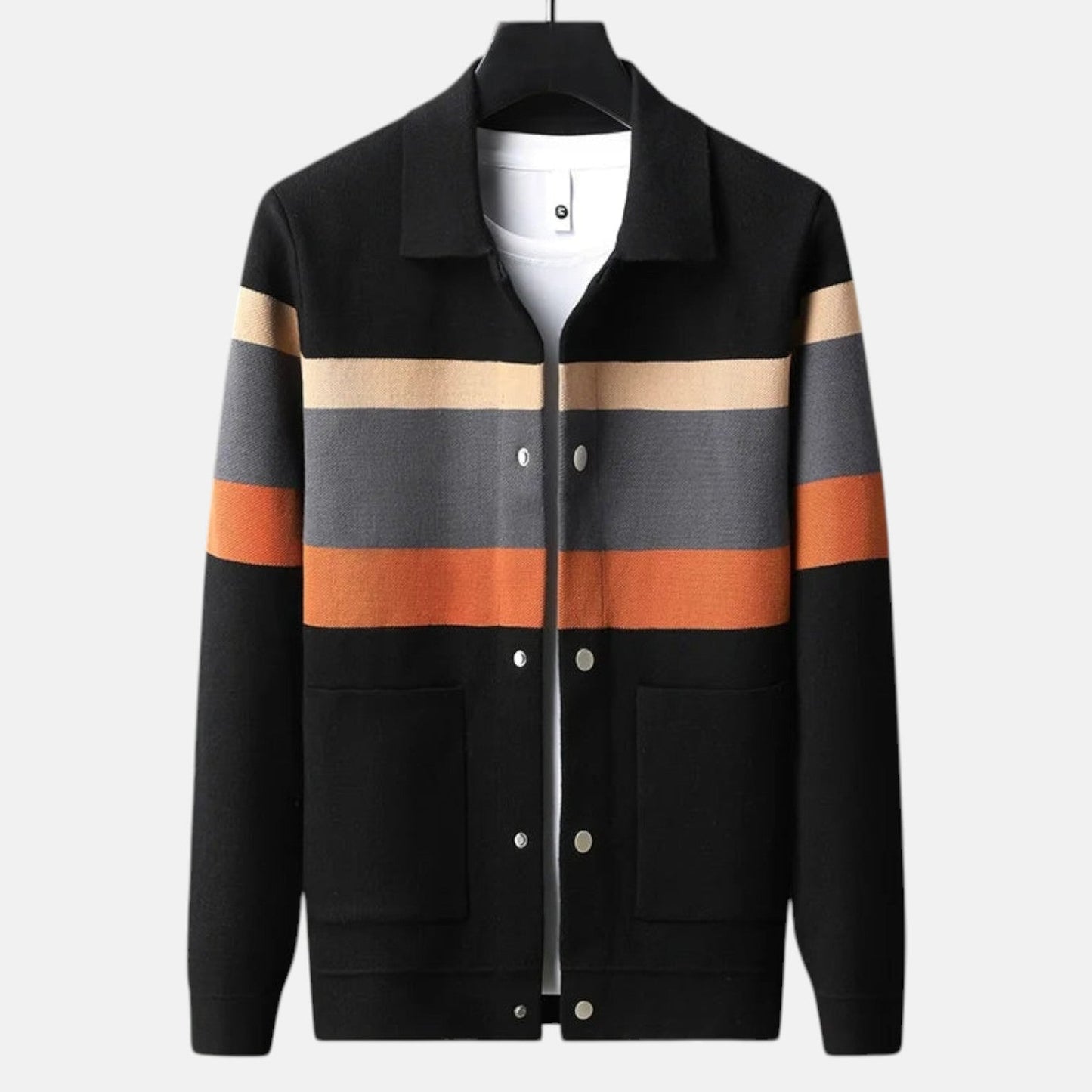 Men's structured fit wool cardigan lightweight everyday winter warmth with clean modern silhouette