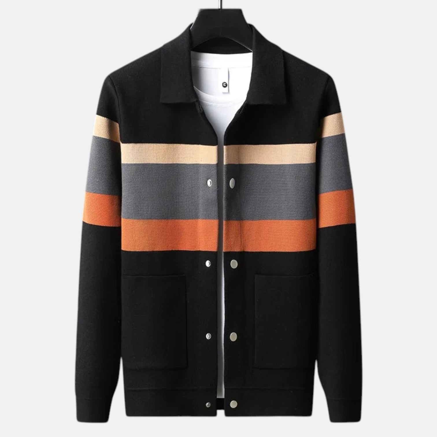 Men's structured fit wool cardigan lightweight everyday winter warmth with clean modern silhouette