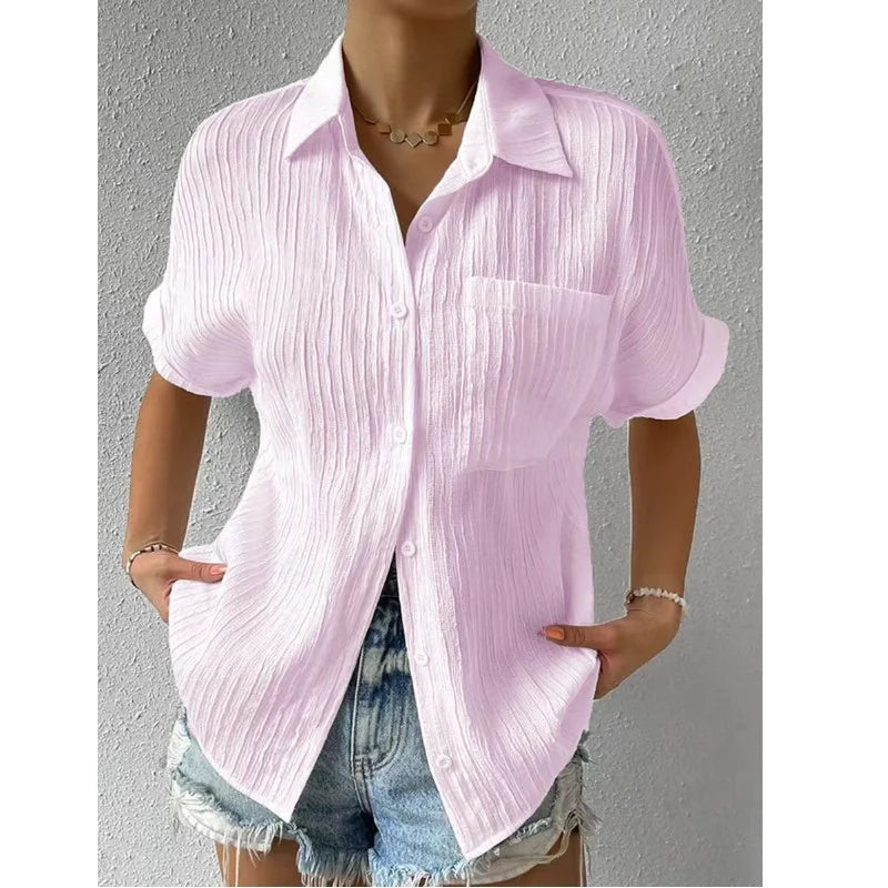 Justice women's minimalist shirt timeless elegant design versatile casual chic soft breathable fabric