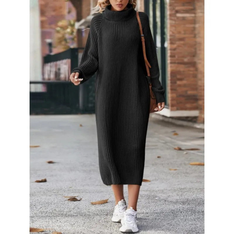 Women's relaxed loose knit dress soft warm blend cozy silhouette effortless everyday style