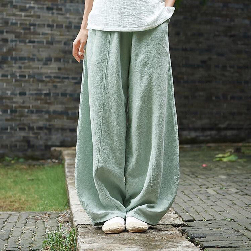 Unisex vintage lantern pants loose fit cotton blend solid color with deep pockets casual everyday