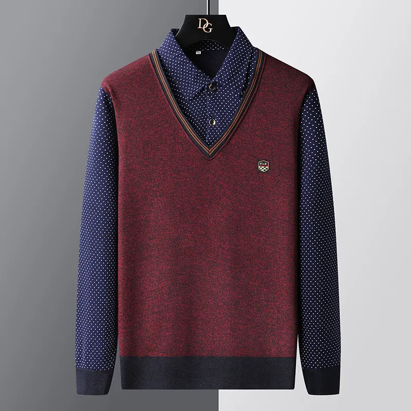 Karl premium soft knit polo sweater shirt in classic silhouette for casual to semi-formal style
