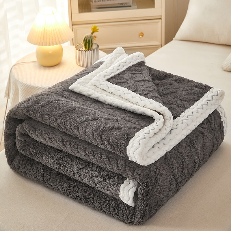 Reversible sherpa fleece throw blanket dual-texture plush design for cozy home warmth